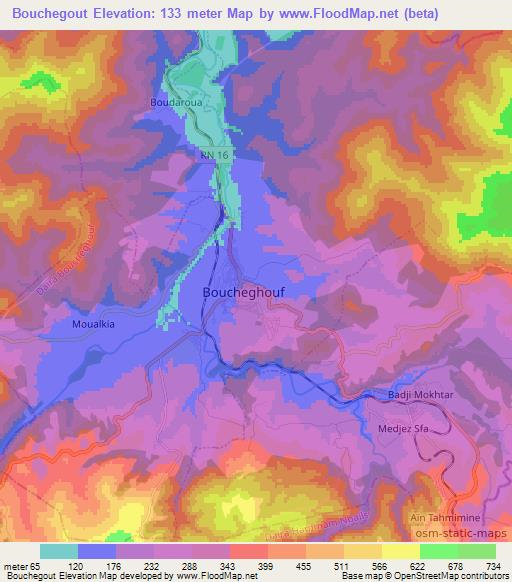 Bouchegout,Algeria Elevation Map