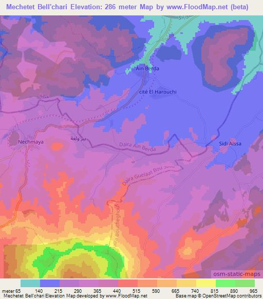 Mechetet Bell'chari,Algeria Elevation Map