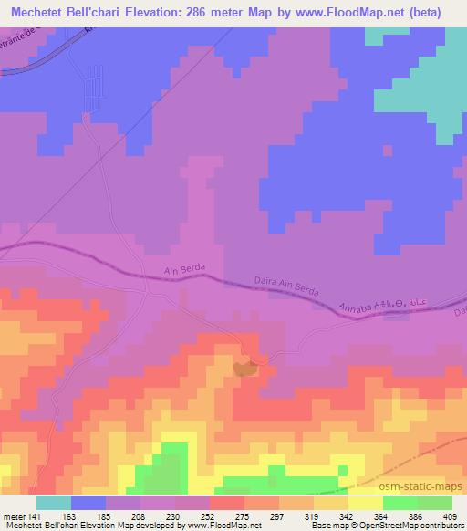 Mechetet Bell'chari,Algeria Elevation Map