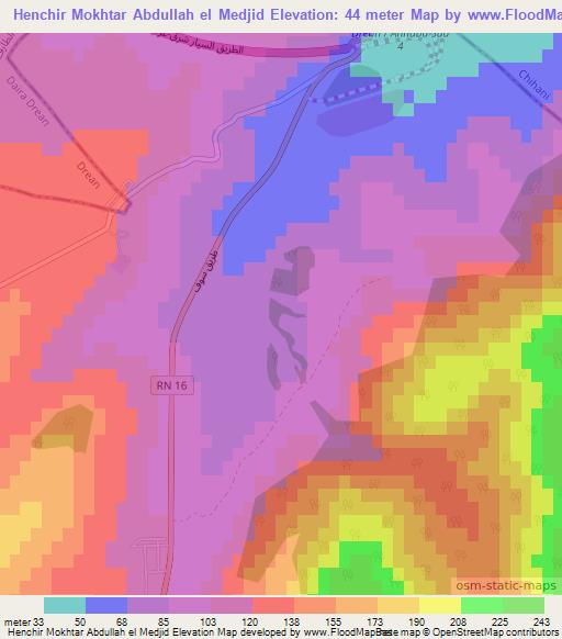 Henchir Mokhtar Abdullah el Medjid,Algeria Elevation Map