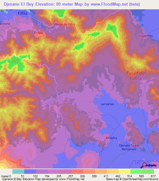 Djenane El Bey,Algeria Elevation Map