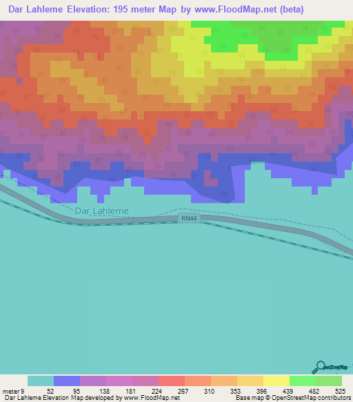 Dar Lahleme,Algeria Elevation Map
