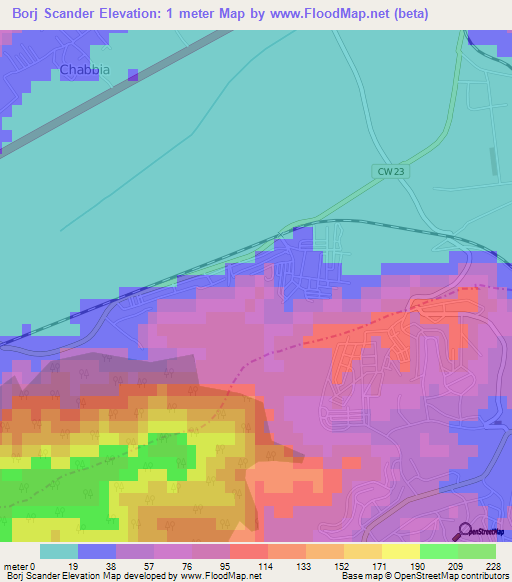 Borj Scander,Algeria Elevation Map