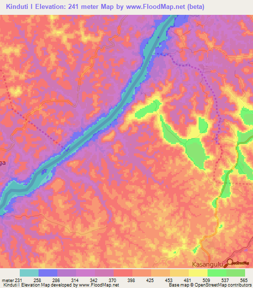 Kinduti I,Congo (Kinshasa) Elevation Map