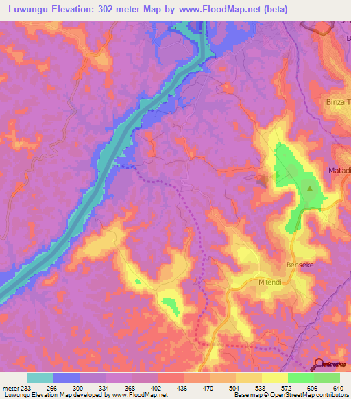 Luwungu,Congo (Kinshasa) Elevation Map