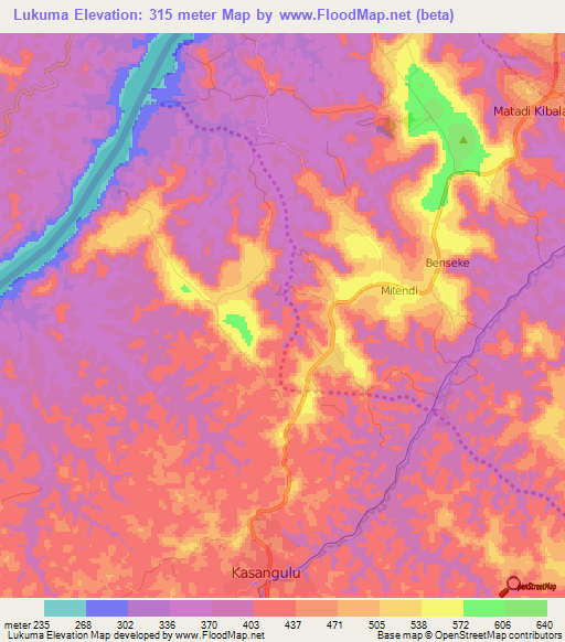 Lukuma,Congo (Kinshasa) Elevation Map
