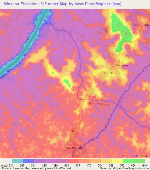 Minsusu,Congo (Kinshasa) Elevation Map