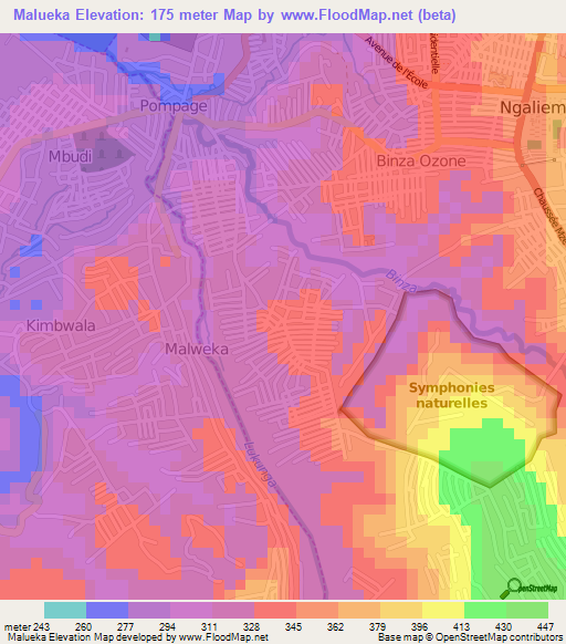 Malueka,Congo (Kinshasa) Elevation Map