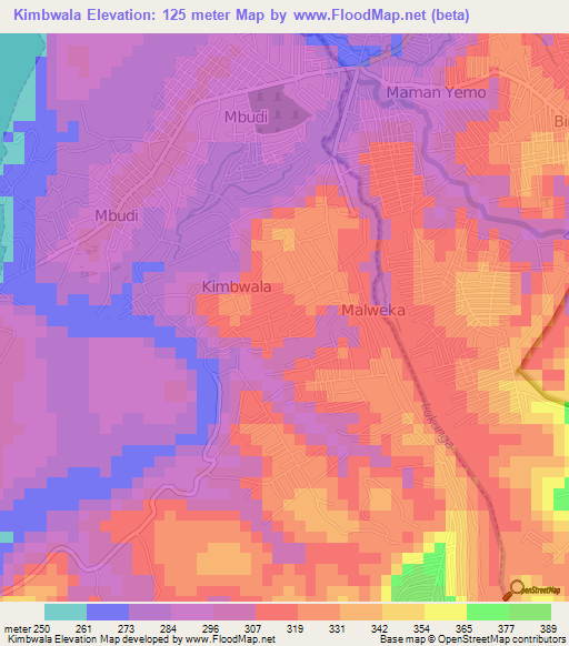 Kimbwala,Congo (Kinshasa) Elevation Map