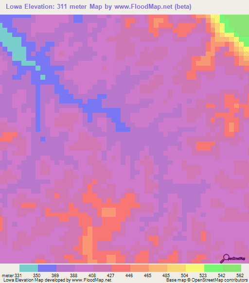 Lowa,Congo (Kinshasa) Elevation Map