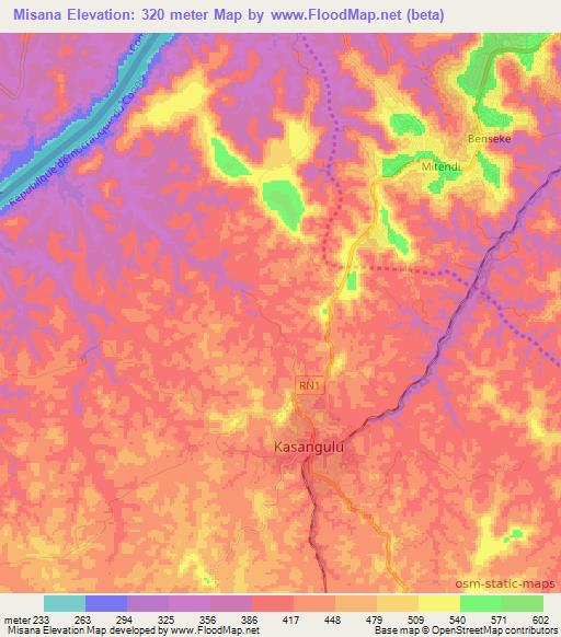 Misana,Congo (Kinshasa) Elevation Map