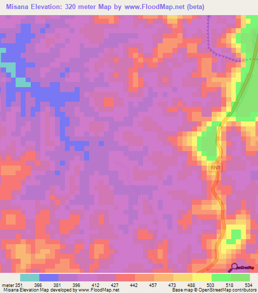 Misana,Congo (Kinshasa) Elevation Map