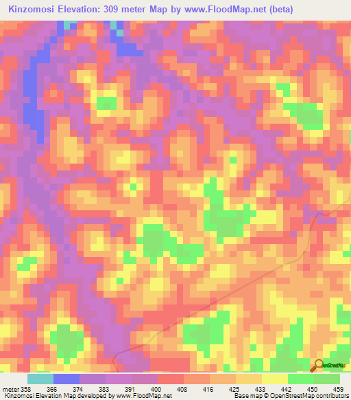 Kinzomosi,Congo (Kinshasa) Elevation Map