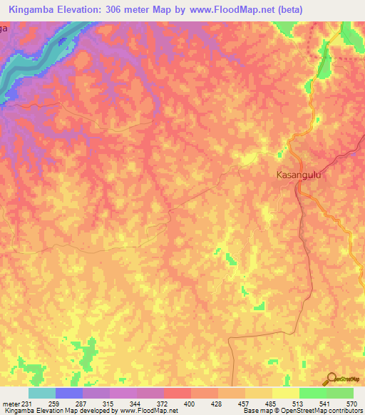 Kingamba,Congo (Kinshasa) Elevation Map