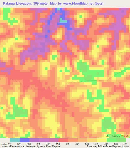 Kalama,Congo (Kinshasa) Elevation Map