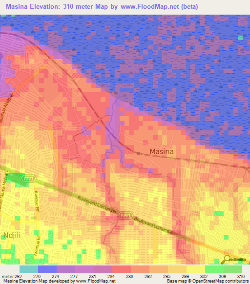 Masina,Congo (Kinshasa) Elevation Map