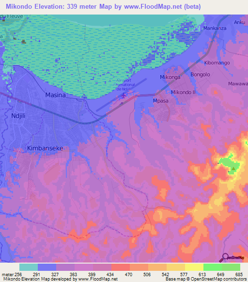 Mikondo,Congo (Kinshasa) Elevation Map