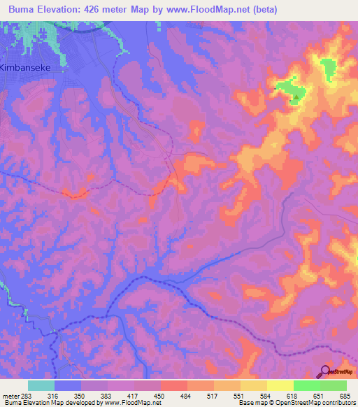 Buma,Congo (Kinshasa) Elevation Map