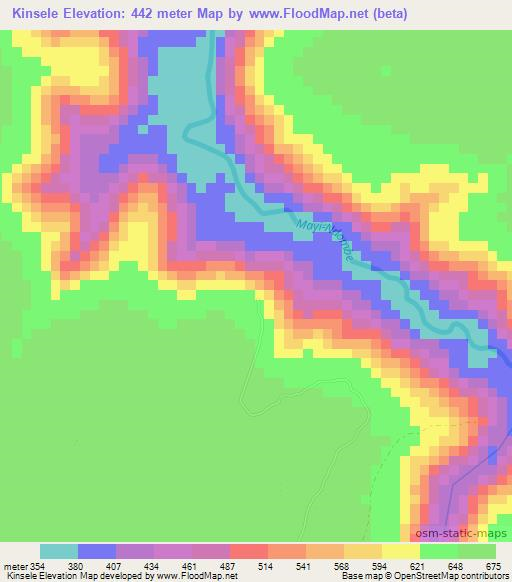 Kinsele,Congo (Kinshasa) Elevation Map