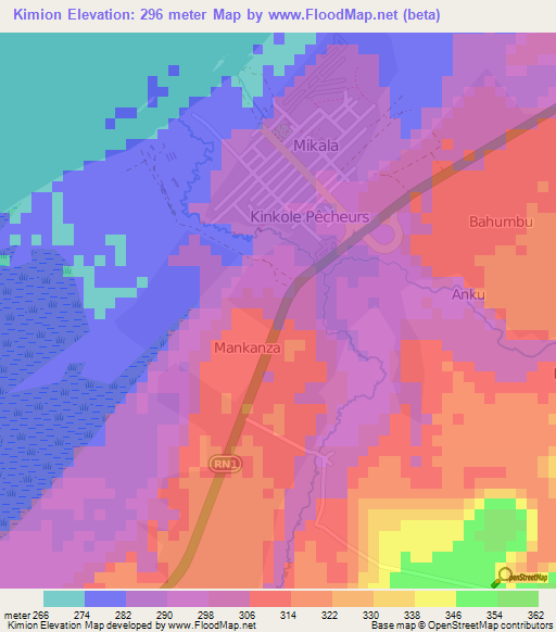 Kimion,Congo (Kinshasa) Elevation Map
