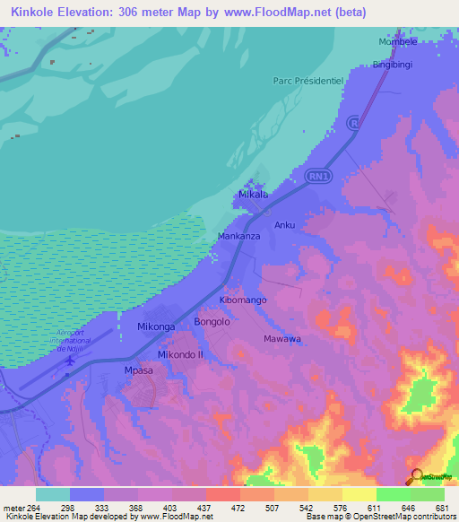 Kinkole,Congo (Kinshasa) Elevation Map