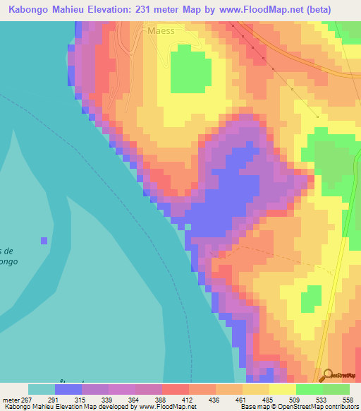 Kabongo Mahieu,Congo (Kinshasa) Elevation Map