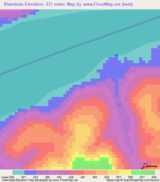 Kitambala,Congo (Kinshasa) Elevation Map