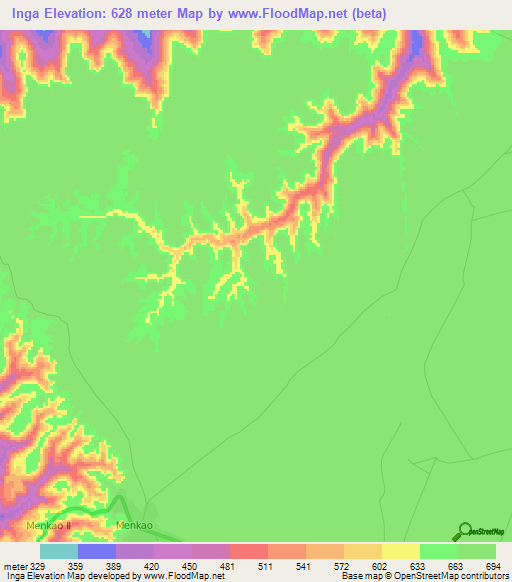 Inga,Congo (Kinshasa) Elevation Map