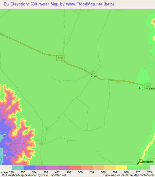 Bu,Congo (Kinshasa) Elevation Map