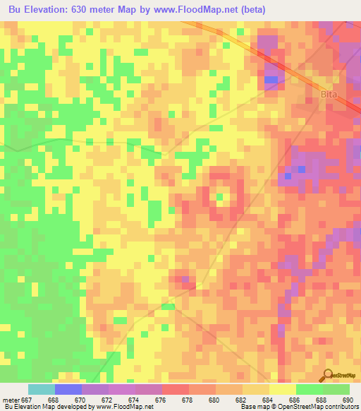 Bu,Congo (Kinshasa) Elevation Map