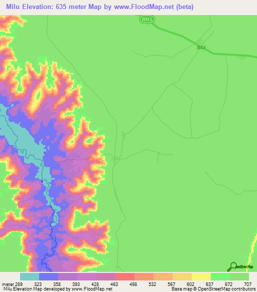 Milu,Congo (Kinshasa) Elevation Map