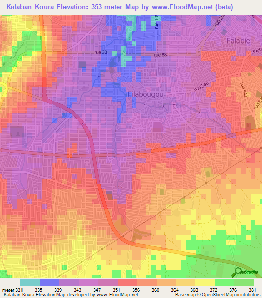 Kalaban Koura,Mali Elevation Map