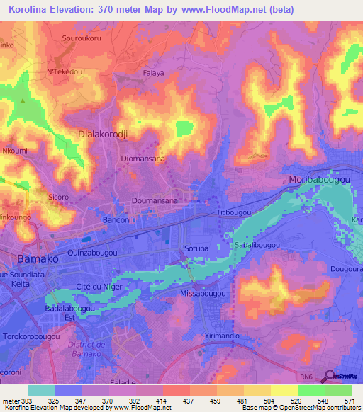 Korofina,Mali Elevation Map