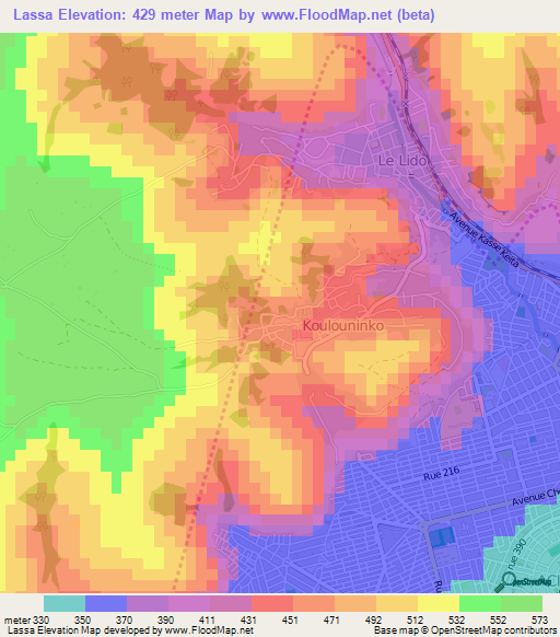 Lassa,Mali Elevation Map