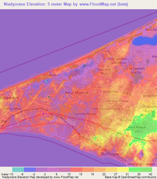 Niadyorane,Senegal Elevation Map