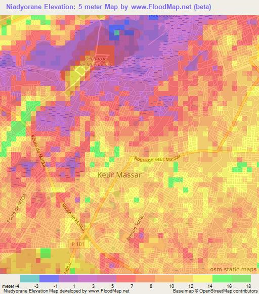 Niadyorane,Senegal Elevation Map