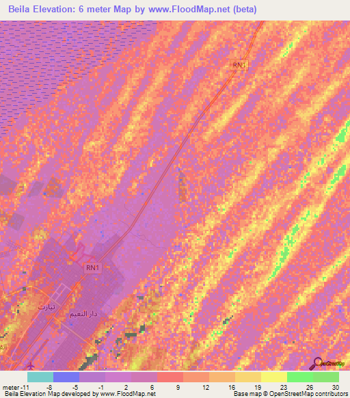 Beila,Mauritania Elevation Map