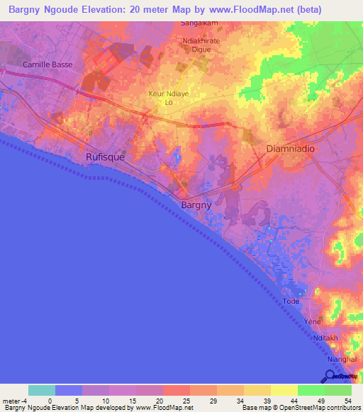 Bargny Ngoude,Senegal Elevation Map