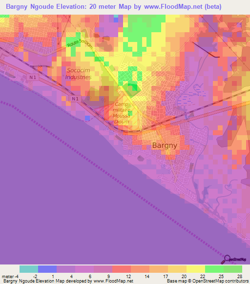 Bargny Ngoude,Senegal Elevation Map