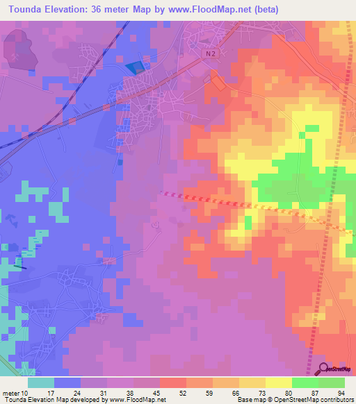 Tounda,Senegal Elevation Map