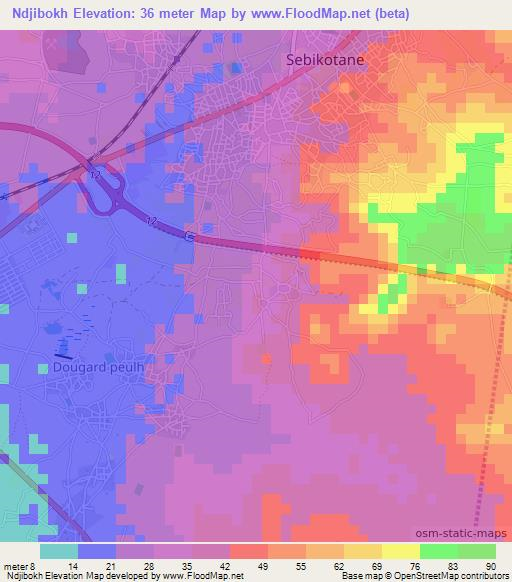 Ndjibokh,Senegal Elevation Map