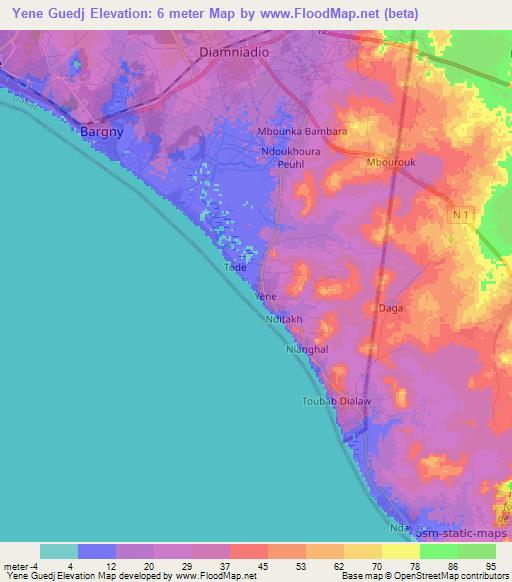 Elevation of Yene Guedj,Senegal Elevation Map, Topography ...