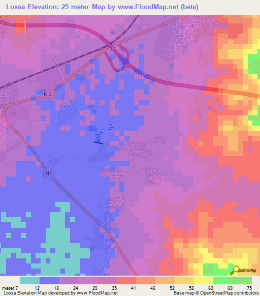 Lossa,Senegal Elevation Map