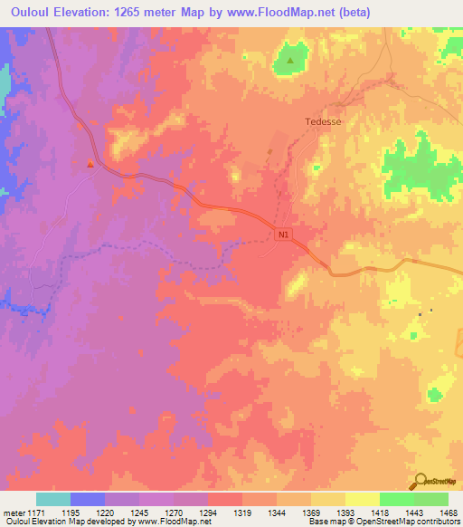 Ouloul,Algeria Elevation Map