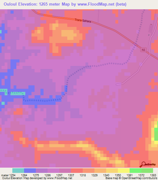 Ouloul,Algeria Elevation Map