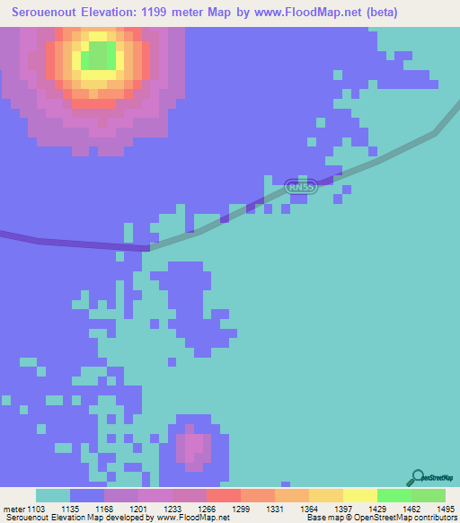 Serouenout,Algeria Elevation Map