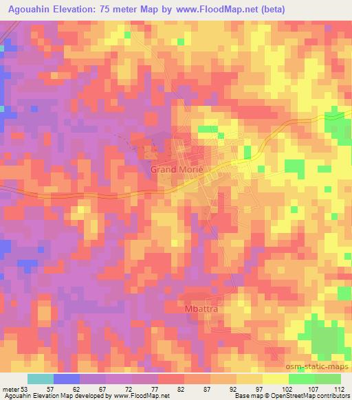 Agouahin,Ivory Coast Elevation Map