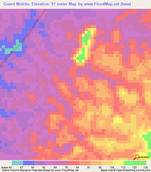 Grand Motcho,Ivory Coast Elevation Map