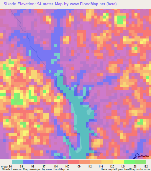 Sikade,Ivory Coast Elevation Map