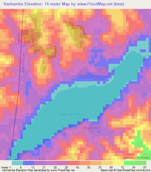 Vanhamba,Ivory Coast Elevation Map